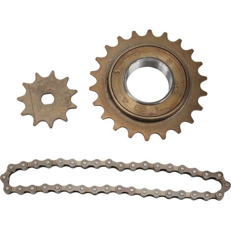 Pignon de vélo électrique 11T doré trou H, chaîne 410 de 38 maillons, kit roue libre 22T (1/5)
