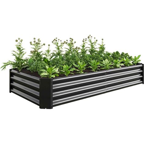 Bac potager surélevé argenté en métal 240 x 120 x 30 cm (1/5)