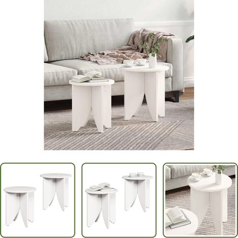 Holz - Couchtisch 2 pcs Weiß (1/5)