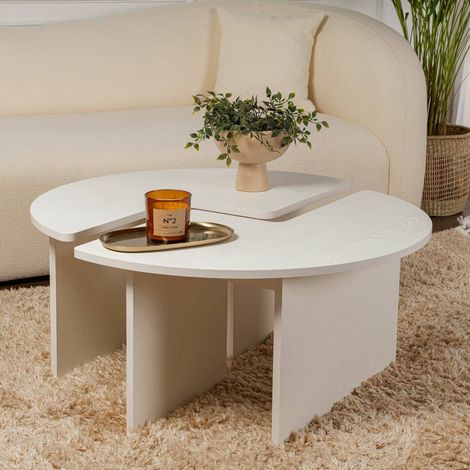 Dmora - Wohnzimmertisch Tairn, Niedriger Wohnzimmertisch, Kaffeeregal, Couchtisch für Sofa, 90x90 h41 cm, Weiß (1/5)