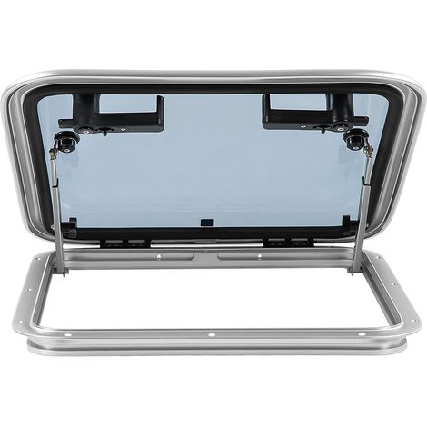 Hublot rectangulaire pour bateau, yacht ou camping-car, robuste et étanche, avec tige de support et poignée de commande. (1/5)