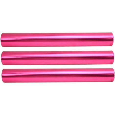 Lot de 3 bâtons de relais en alliage d'aluminium pour la course à pied, équipement idéal pour les équipes et les événements de relais étudiants en extérieur. Couleur : rose rouge.