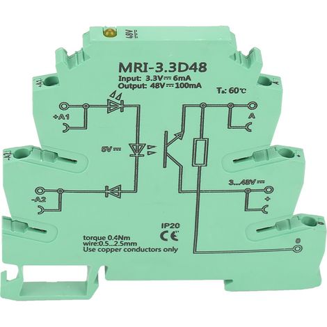 MRI-3.3D48 DC-Fotoelektrischer Koppler zur Trennung von SPS-Relaismodulen, Eingang 3,3 VDC, Ausgang 3–48 VDC (1/5)