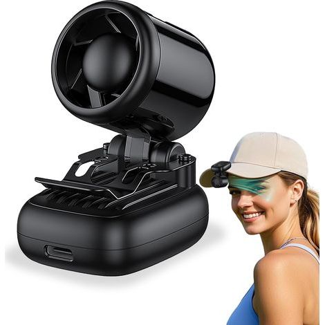 Mini Ventilateur Clip-On 3-en-1, Ventilateur de Casquette Portable pour Randonnée, Camping, Course et Voyage – Noir (1/4)