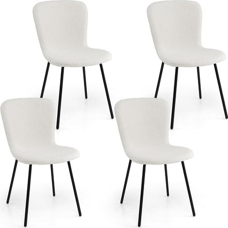 COSTWAY Chaises de Salle à Manger Lot de 4, Chaise Velour avec Dossier Haut, Pieds en Métal, Chaise Salon Rembourrée pour Cuisine, Chambre, Beige (1/5)