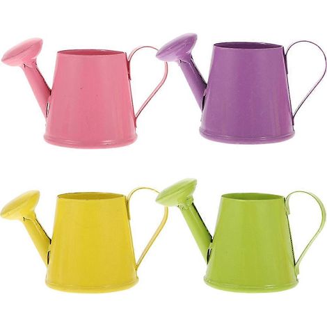 Lot de 4 arrosoirs de jardin pour enfants, arrosoirs en métal, mini-arrosoirs (1/5)