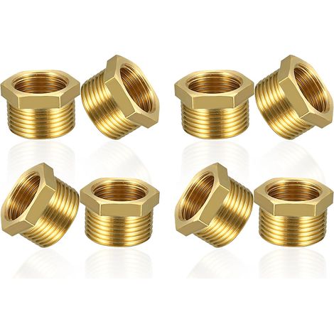 Adattatore riduttore in ottone da 3/8 a 1/2 pollice, composto da 8 pezzi, con filettatura maschio e nipplo filettato femmina, raccordo filettato per tubi dell'acqua. (1/5)
