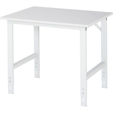 Arbeitstisch B1000xT800xH760-1080mm Arbeitsplatte Melamin Gestell lichtgrau RAU (1/4)