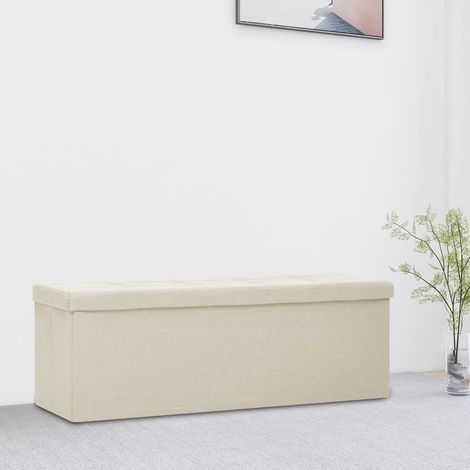 FIMEI Banc de rangement pliable Blanc crème Faux lin (1/5)