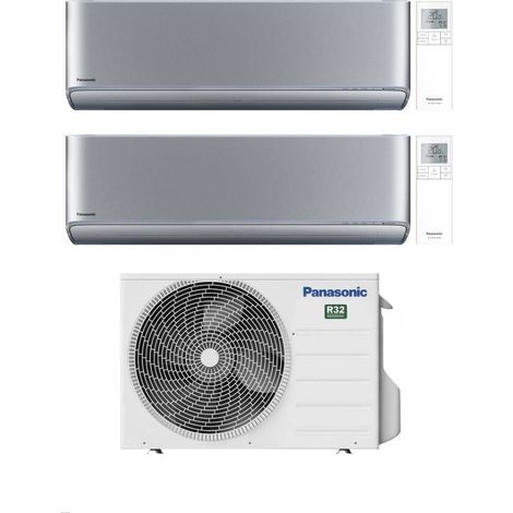 Panasonic Climatizzatore Dual Split Etherea Silver 12+12 con CU-2Z50TBE Inverter R-32 Wi-Fi Classe A+++