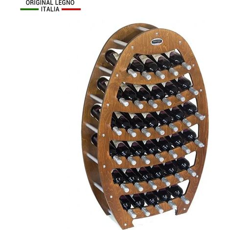 Cantinetta Portabottiglie in Legno Scaffale mobile per Bottiglie vino MADE IN ITALY mod. Botte Noce B.36 L75 x P25 x 120H (1/2)