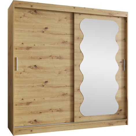 Armoire Hartford 578, Chêne Artisan, 200x200x62cm, Portes d'armoire: Coulissantes, Nombre d'étagères: 9