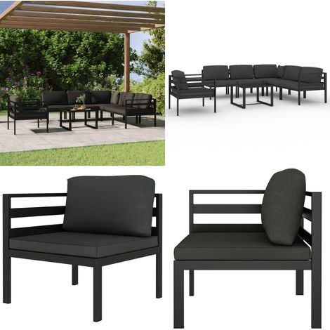 7-tlg. Garten-Lounge-Set mit Kissen Aluminium Anthrazit - Aluminiummöbel - Gartenmöbel Set