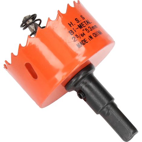Foret scie cloche à dents acérées, évacuation facile des copeaux, acier rapide haute dureté avec alésage pour bois et métal, 53 mm (2‑5/64 po)