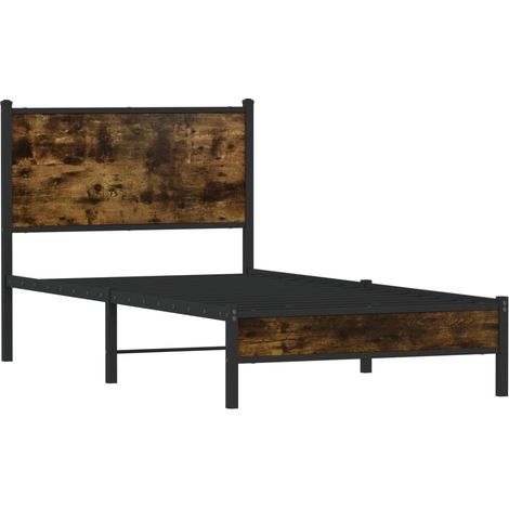 Estructura de cama sin colchón metal roble ahumado 90x190 cm vidaXL (1/5)