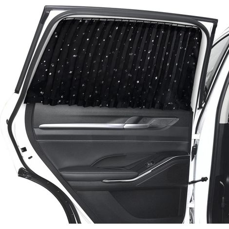 Magnetischer Auto Sonnenschutz Vorhang Schwarz mit Sternen - 2 Stück