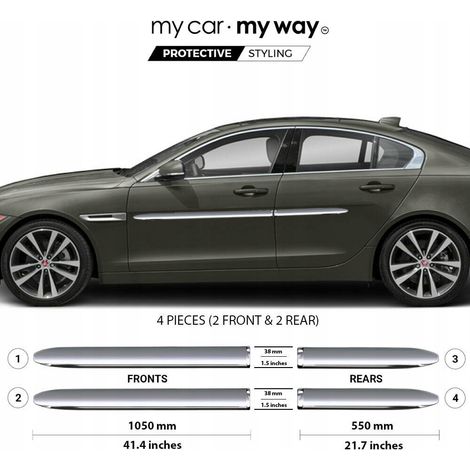Jaguar XE 2014-2022 - Molduras protectoras cromadas para puertas (1/4)
