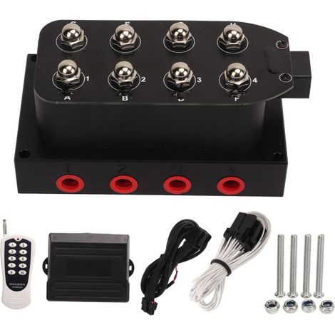 Jeffergarden Collecteur de soupapes de suspension pneumatique 12 V, 8 soupapes, sac de transport, télécommande pour voitures-DOU