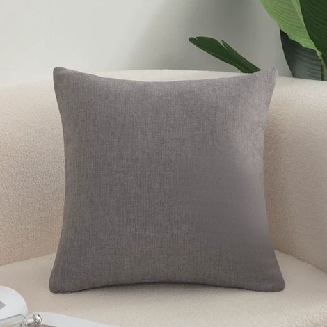 Lot de 2 housses de coussin pour canapé, housses douillettes en coton et lin pour canapé, canapé-lit, salon, maison, housses de coussin unies (55 x 55 cm) - Gris clair (1/5)