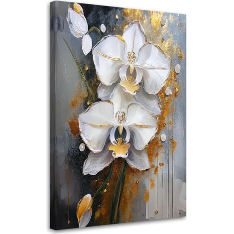 Tableau déco Fleur d'orchidée peinte 70x100 (1/5)