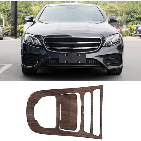 2Pcs Garniture Panneau Levier de Vitesse pour Mercedes Classe E W213 2016-2018, Bois Noyer Brun, Protection Console Intérieure (1/5)