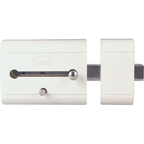 Verrou de suralimentation haute sécurité pour portes en bois 98 x 77 mm Avec cylindre rond de sécurité et verrou Protection pour votre maison Acier blanc (1/5)