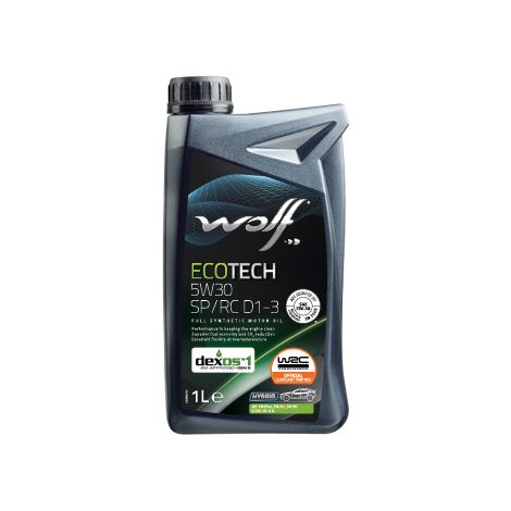 WOLF - Huile moteur ECOTECH 5W30 SP/RC D1-3 - Bidon d'1 litre - 1049900 - Ce produit de marque WOLF est neuf.
