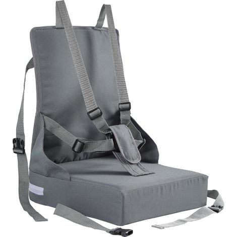 SWANEW Sitzerhöhung Stuhl Essstuhl Baby Hochstuhl Tischsitz Stuhlkissen Kinder Babysitz Sitzkissen Stuhl mit Verstellbar Sicherheitsgurt SitzerhöHung, Grau (1/5)