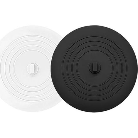 Juego de 2 tapones de desagüe de silicona，Tapón de desagüe de 15 cm，Apto para fregaderos，Blanco y negro (1/5)