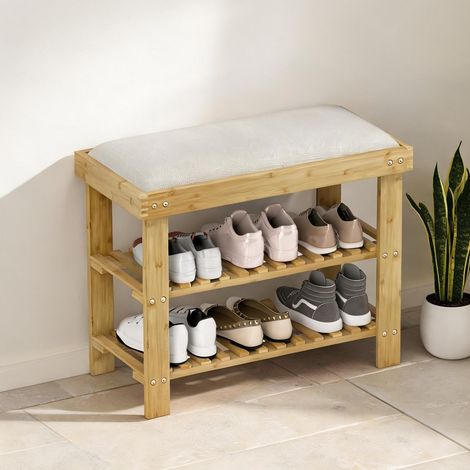 Console creme e Madeira en bambu 60 x 29 x 49 cm (1/5)