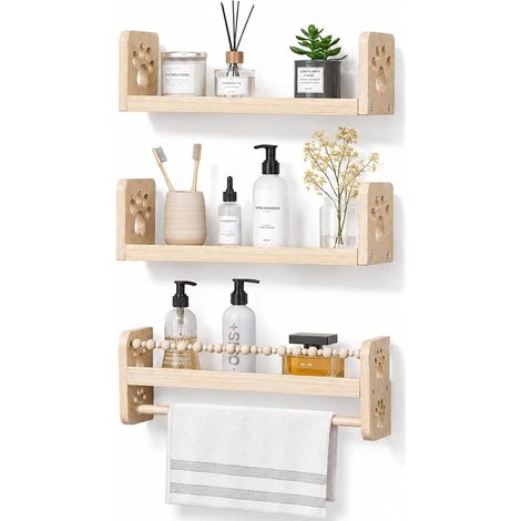3Pcs Étagères Murales en Bois pour Enfant, 40cm Bibliothèque Rangement, Étagère Flottante pour Organiser des Livres et des Jouets pour Chambre à Coucher, Salon, d'enfant (1/5)