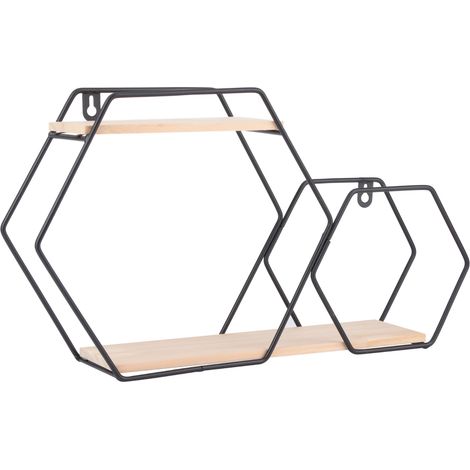 Étagère de rangement minimaliste en fer forgé, décoration murale, étagère sans perçage, noire. (1/4)