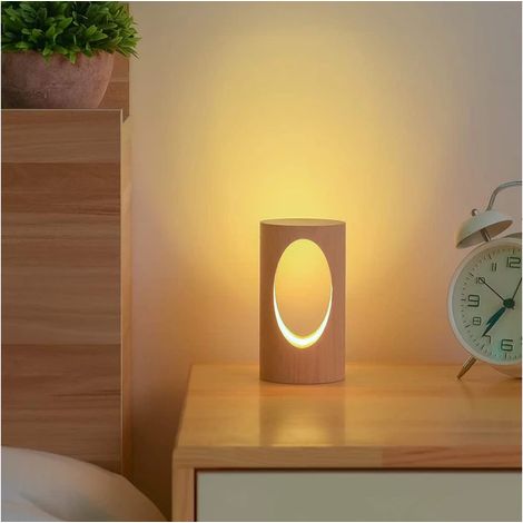 Lampe de bureau LED en bois, veilleuse de chevet, éclairage LED à intensité variable, décoration intérieure créative (1/4)