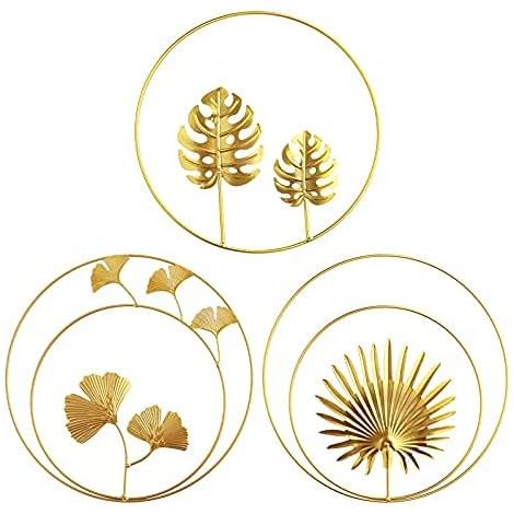 AIDUCHO Fer Mural Sculptures, 3pcs Décoration Murale En Métal Fer Ornements Murale En Feuille De Tortue Et Feuille De Palmier Pour Bureau À Domicile Salon Décoration Dhôtel (3pcs) (1/5)