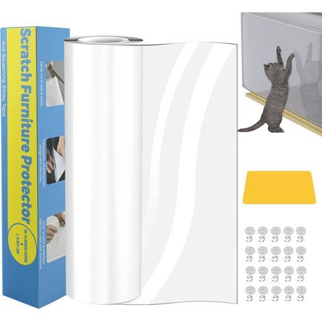 1 Rouleau Protection Griffe Chat 30cm x 3m, Autocollant Transparent Pour Canapé Meuble Porte Mur (1/5)