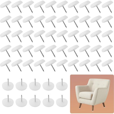 Patins Glisseurs pour Meubles Ronds avec Clous,20 mm,5 mm,Protection Sol et Plancher - Lot de 100,Blanc (1/5)