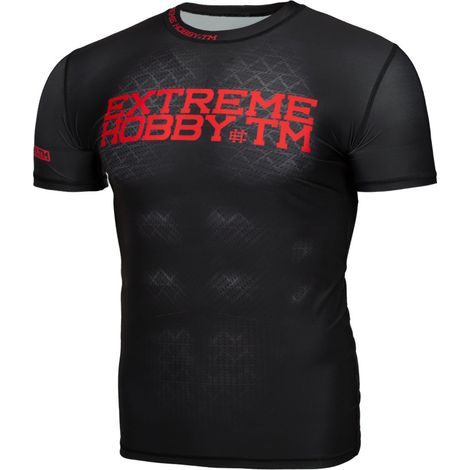Schwarzes Herren-Rashguard-Shirt mit kurzen Ärmeln, Größe 2XL