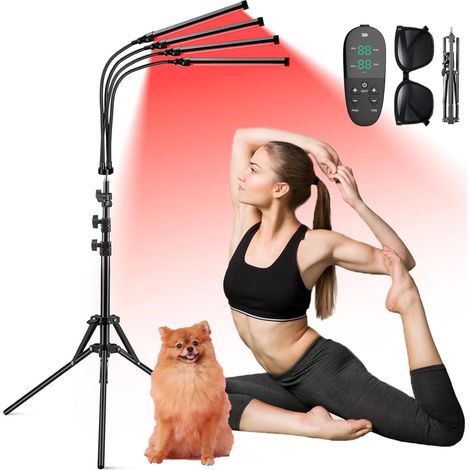 Lampe à lumière rouge avec support, 660 nm, 850 nm et 940 nm, lumière infrarouge 180 LED avec minuteur (1/5)