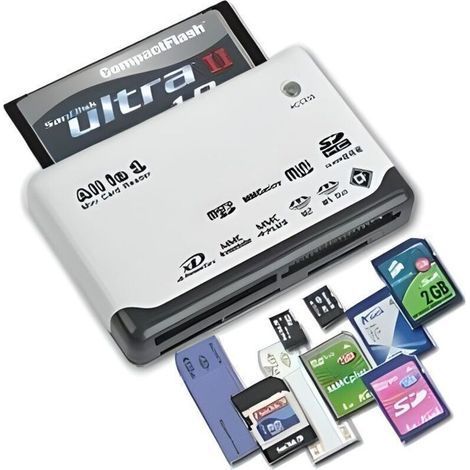 TRIXES All-in-One Speicherkartenleser: USB 2.0 Mini SD, MMC Mobile, SDHC, M2, TF, XD, CF (1/4)