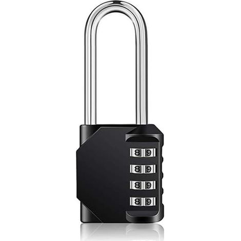 Cadenas à code avec anse longue, noir (1/5)