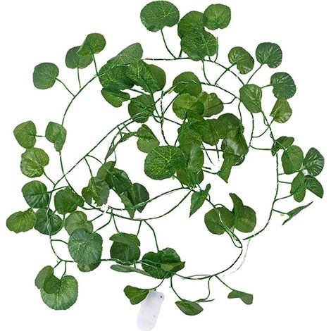 Décoration florale artificielle, guirlande lumineuse LED de 2,2 m avec feuilles et lianes vertes simulées, 25 LED, éclairage d'ambiance (1 guirlande), Vert A (1/5)
