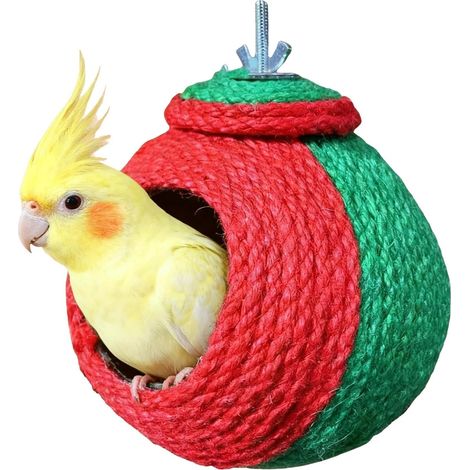 Cabane pour Oiseaux de Cage - Cabane en Corde de Sisal Ajustable et (1/5)