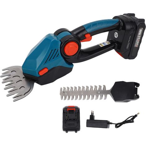 Kit taille-haie sans fil 21V 22000tr/min - Batterie 1500mAh + chargeur - Pour herbe et arbustes - Bleu