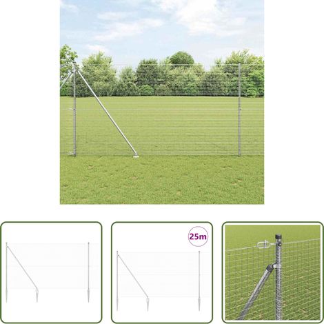 Stahlzaun -  Zaunpfosten Silber 25 x 1,6 m (25 x 25 mm Gitter) Stahl