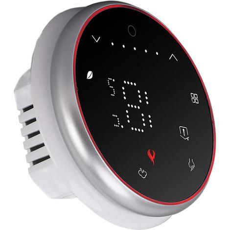 Thermostat électrique programmable à base ronde, 13 mm, encastrable, avec affichage LED, sans fil, thermostat intelligent AC95240V, noir (1/5)