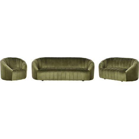 Sofa Set 6-Sitzer MALUNG Samtstoff Dunkelgrün