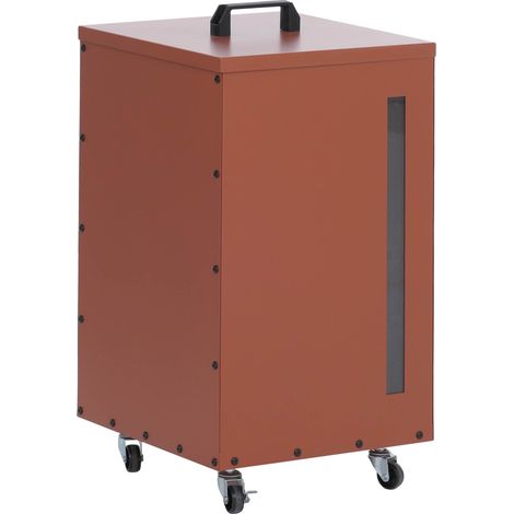 [NUNCA USADO] Contenedor de pellets HHG-242, caja para pellets, caja de almacenamiento para, por ejemplo, pienso para animales, con ventana de visualización, con ruedas, 62 x 36 x 36 cm, color cobre (1/5)