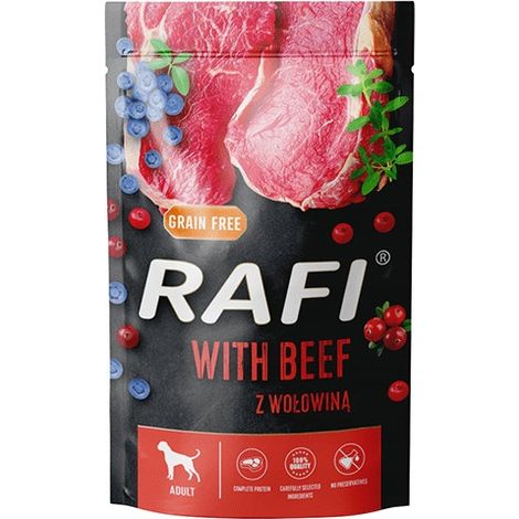Cibo per cani Rafi al manzo in busta da 500 g (1/2)