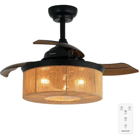 Ventilateur de Plafond avec Lumière EnergySilence Aero 3600 Invisible Natural Style - 25 W, Diamètre 91 cm, Télécommande, Minuterie 8 Heures, 6 Vitesses et 3 Pales, Été/Hiver (1/5)