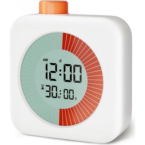 Minuteur visuel numérique 3 en 1 avec minuteur à œufs rotatif, réveil enfant, horloge et fonction silencieuse, compte à rebours de 60 minutes, idéal pour les personnes atteintes de TDAH, à la maison, (1/5)